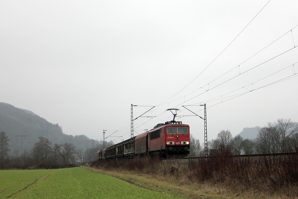 DB 155 063-1 in Namedy am 3.3.2012. Gru� an den Tf !