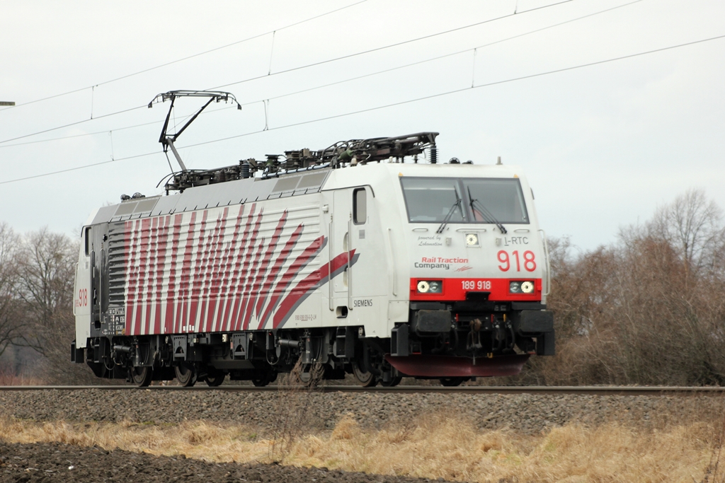 Rail Traction Company/Lokomotion 189 918 als Eil�berf�hrung von M�nchengladbach nach M�nchen am 18.2.2012 in Br�hl