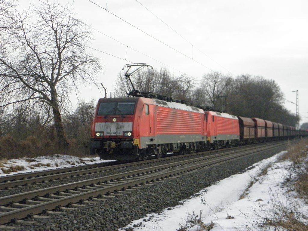 Railion 189 036-7 und Schwestermaschine in Bornheim am 3.1.11