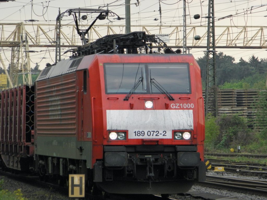 Railion 189 072-2  GZ 1000  durch Duisburg Entenfang am 28.4.2011