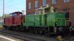 BEG 365 573-0 mit V100 1200 des Eisenbahnmuseum W�rzburg, abgestellt in Neuwied am 13.4.2012