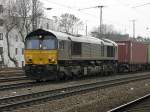 ERS Railways Class 66 mit einem Container Zug in K�ln West am 20.2.2011