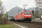 DB 185 054-4 mit DB 185 063-5 in Rh�ndorf am 29.3.2012